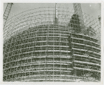 Theme Center - Trylon and Perisphere - Construction - Close-up of scaffolding on Perisphere
