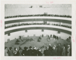 Theme Center - Trylon and Perisphere - Construction - Crowd inside Perisphere