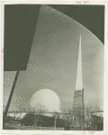 Theme Center - Trylon and Perisphere - Construction - Trylon and Perisphere with scaffolding