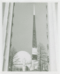 Theme Center - Trylon and Perisphere - Construction - Trylon stripped of sheeting, and Perisphere