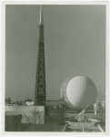 Theme Center - Trylon and Perisphere - Construction - Perisphere and framework of Trylon