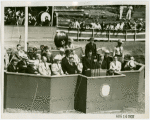 Theme Center - Trylon and Perisphere - Dedication - Grover Whalen giving speech with Fiorello LaGuardia and others in attendance