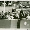Theme Center - Trylon and Perisphere - Dedication - Grover Whalen giving speech with Fiorello LaGuardia and others in attendance