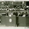 Theme Center - Trylon and Perisphere - Dedication - Official giving speech with Grover Whalen, Fiorello LaGuardia and others in attendance