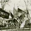 Theme Center - Trylon and Perisphere - Dedication - Men holdings flags