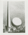 Theme Center - Trylon and Perisphere - Sketch of Trylon and Perisphere