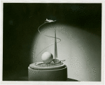 Theme Center - Trylon and Perisphere - Model of Trylon and Perisphere with airplane