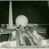 Theme Center - Trylon and Perisphere - Architect constructing model of Trylon, Perisphere and Constitution Mall