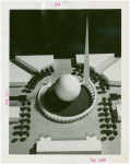 Theme Center - Trylon and Perisphere - Sketch of Trylon and Perisphere with logo