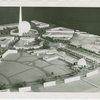 Theme Center - Trylon and Perisphere - Grover Whalen and Edward Stettinius, Jr. (U.S. Secretary of State) with others looking at Fair model