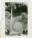 Theme Center - Trylon and Perisphere - Artist rendering of Trylon and Perisphere