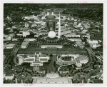 Theme Center - Trylon and Perisphere - Aerial view of Fair site