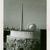 Theme Center - Trylon and Perisphere - View with Food Building in foreground
