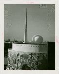 Theme Center - Trylon and Perisphere - View with Food Building in foreground