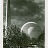 Theme Center - Trylon and Perisphere - View through trees