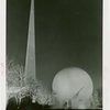 Theme Center - Trylon and Perisphere - Trylon and Perisphere at night