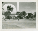 Theme Center - Trylon and Perisphere - View of Trylon and Perisphere across City Hall Square