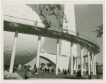 Theme Center - Trylon and Perisphere - Close-up with visitors