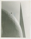 Theme Center - Trylon and Perisphere - Worker on top of Perisphere