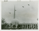 Theme Center - Trylon and Perisphere - With dirigibles in air