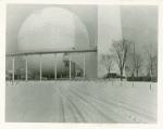 Theme Center - Trylon and Perisphere - Aerial view in snow