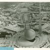 Theme Center - Trylon and Perisphere - Aerial view in snow