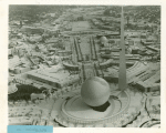 Theme Center - Trylon and Perisphere - Aerial view in snow