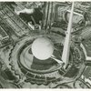 Theme Center - Trylon and Perisphere - Aerial view in snow