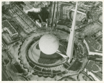Theme Center - Trylon and Perisphere - Aerial view in snow