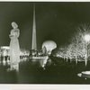 Theme Center - Trylon and Perisphere - ""Hello Folks!"" projected on Perisphere