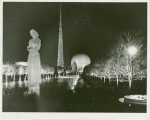 Theme Center - Trylon and Perisphere - ""Hello Folks!"" projected on Perisphere