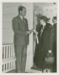 Town of Tomorrow - Official presenting Nina Schall with key to house