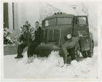 Trucks - Two women sitting on snowplow