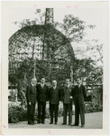 Turkey Participation - Group of officials in front of framework of Trylon and Perisphere