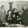 Typical American Family - Armes family children receiving signed baseballs from Harvey Gibson