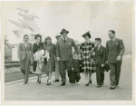 Typical American Family - Burdin family walking with Moshey family