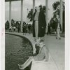Typical American Family - Mrs. Lewis with two children dipping feet into fountain