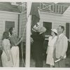 Typical American Family - Rorer family raising Virginia flag with Harvey Gibson