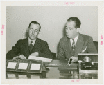 Victoria Falls Exhibit - Norman Yule and Howard Flanigan signing contracts