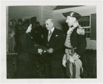 Washington Hall - President of Sons of the American Revolution with girl and man in costume