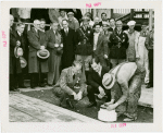 Westinghouse - Time Capsule - Grover Whalen and others sealing time capsule in ground while crowd watches
