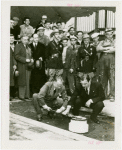 Westinghouse - Time Capsule - Grover Whalen and official sealing time capsule in ground while crowd watches