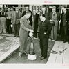 Westinghouse - Time Capsule - Grover Whalen and official lowering time capsule in ground while crowd watches