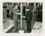 Westinghouse - Time Capsule - Grover Whalen and official lowering time capsule in ground while crowd watches