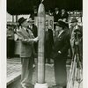 Westinghouse - Time Capsule - Grover Whalen and official lowering time capsule in ground while crowd watches