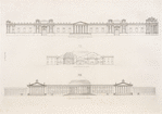 Senate House geometrical elevation ; Senate House section ; North front of the bank as intended