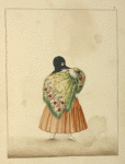 [("La tapada limeña.") Woman covered with head scarf  and wearing a shawl.]