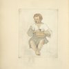 Boy wearing tunic with terra cotta bowl in his lap