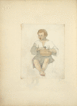 Boy wearing tunic with terra cotta bowl in his lap