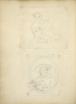 Mother and baby; Man in wide brimmed hat holding a sketchbook